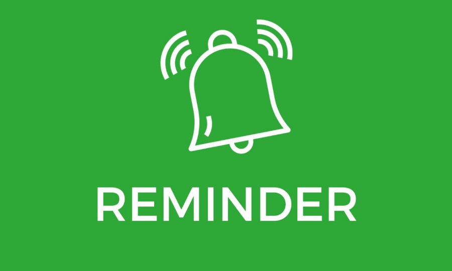 white bell icon reminder on a green background
